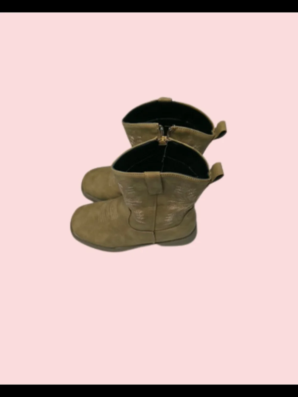 Girl’s Tan Western Short Boots - Classic Comfort